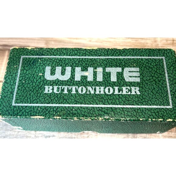 White Buttonholer Sewing Machine Attachment W/ Metal Case & Accessories Vintage - Picture 1 of 3